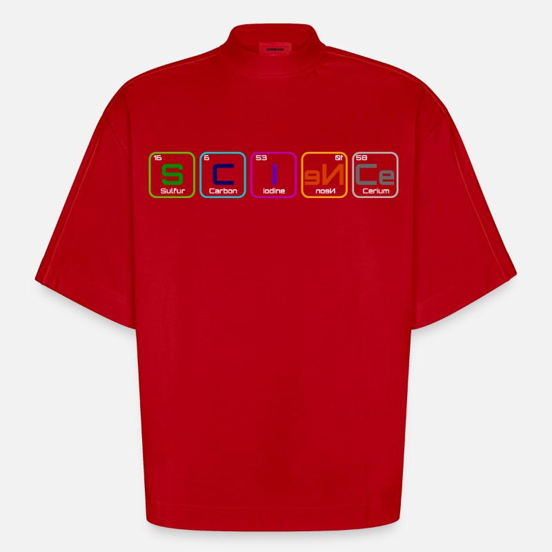 "Wissenschaft" mit den Elementen - Heavyweight Oversized Organic Boxy T-Shirt Made in EU - Rot