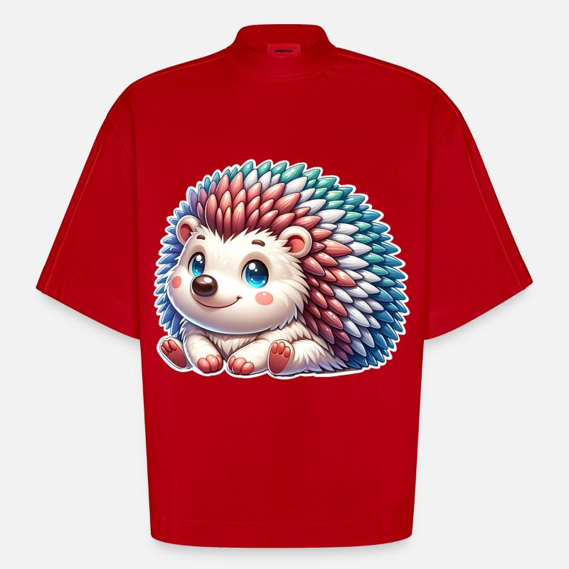 Igel - Heavyweight Oversized Organic Boxy T-Shirt Made in EU - Rot