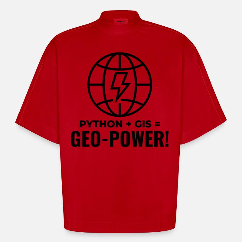 Python GIS Geo-Power Programming Geospatial - Heavyweight Oversized Organic Boxy T-Shirt Made in EU - undefined