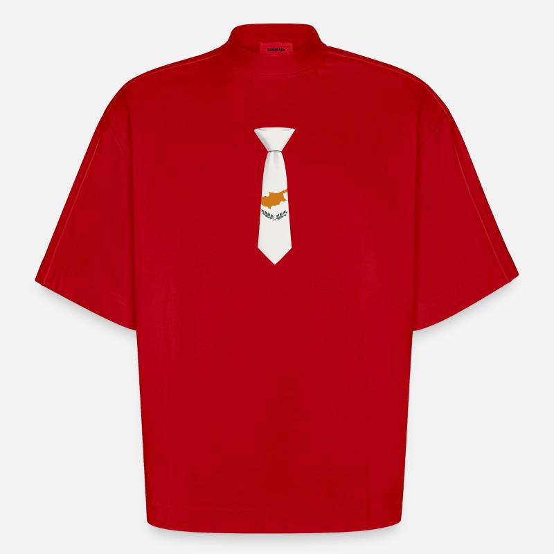 Cravate chypriote – Conception du drapeau - T-shirt bio épais oversize Boxy fabriqué en UE - rouge