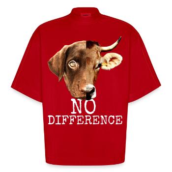 No Difference Pro Vegan Vegetarier Tierschutz - Heavyweight Oversized Organic Boxy T-Shirt Made in EU - Rot - Vorne