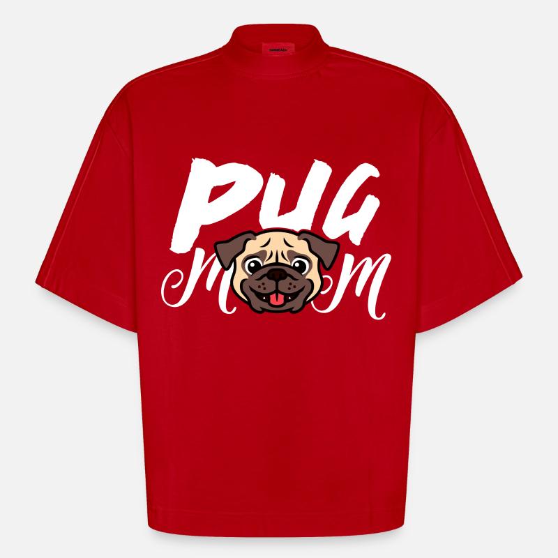 Mops Mama - Heavyweight Oversized Organic Boxy T-Shirt Made in EU - Rot