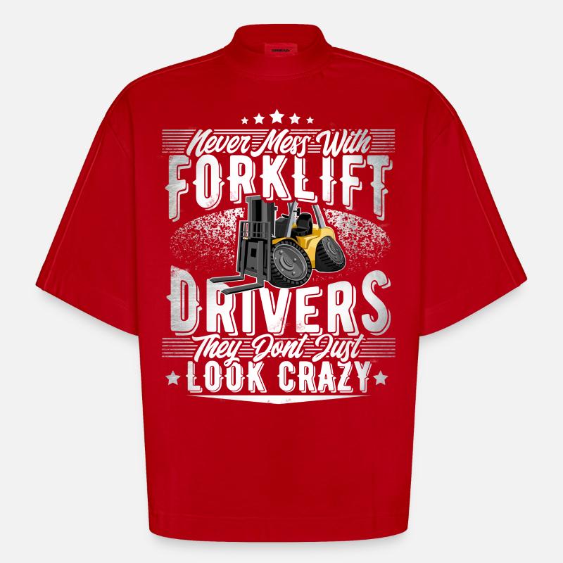 Forklift driver - Heavyweight Oversized Organic Boxy T-Shirt Made in EU - red