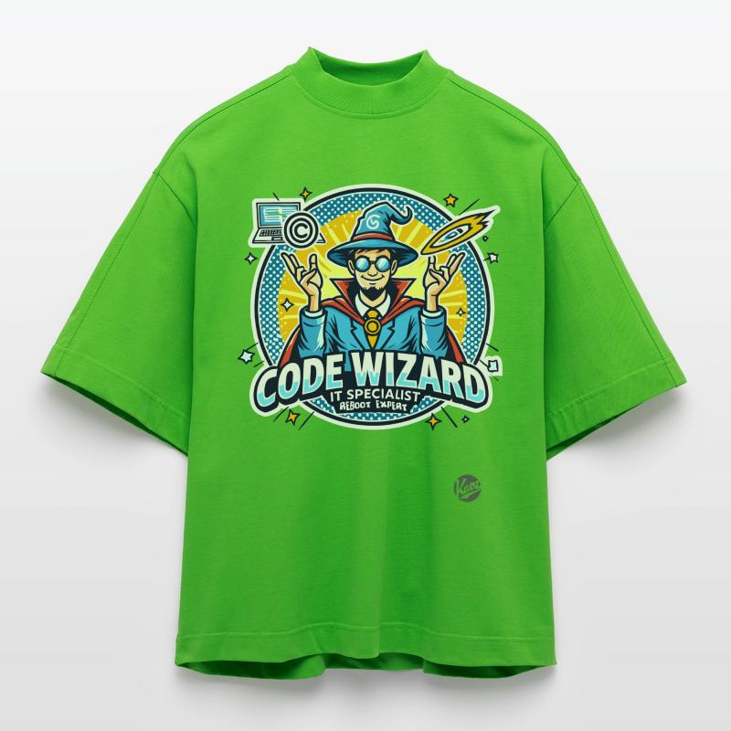 Code Wizard Restart Specialist IT Expert Heavyweight Oversized Organic Boxy T-Shirt Made in EU