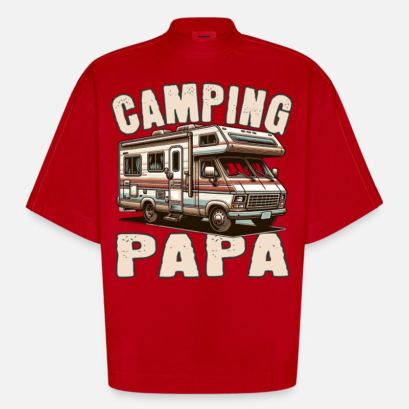 Camping Papa - Heavyweight Oversized Organic Boxy T-Shirt Made in EU - Rot