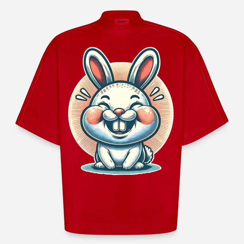 Rabbit Rabbit - Heavyweight Oversized Organic Boxy T-Shirt Made in EU - red