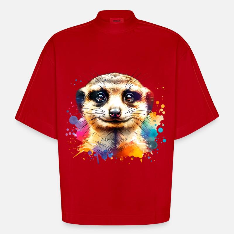 Erdmännchen - Heavyweight Oversized Organic Boxy T-Shirt Made in EU - Rot