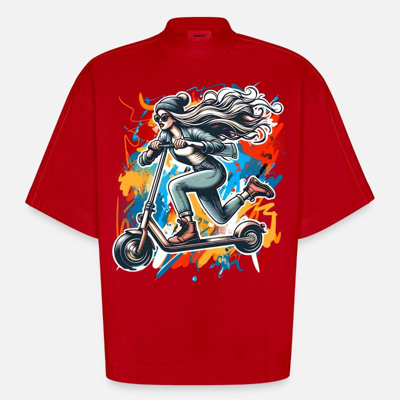 Trottinettes E-Scooters E-Scooters - T-shirt bio épais oversize Boxy fabriqué en UE - rouge