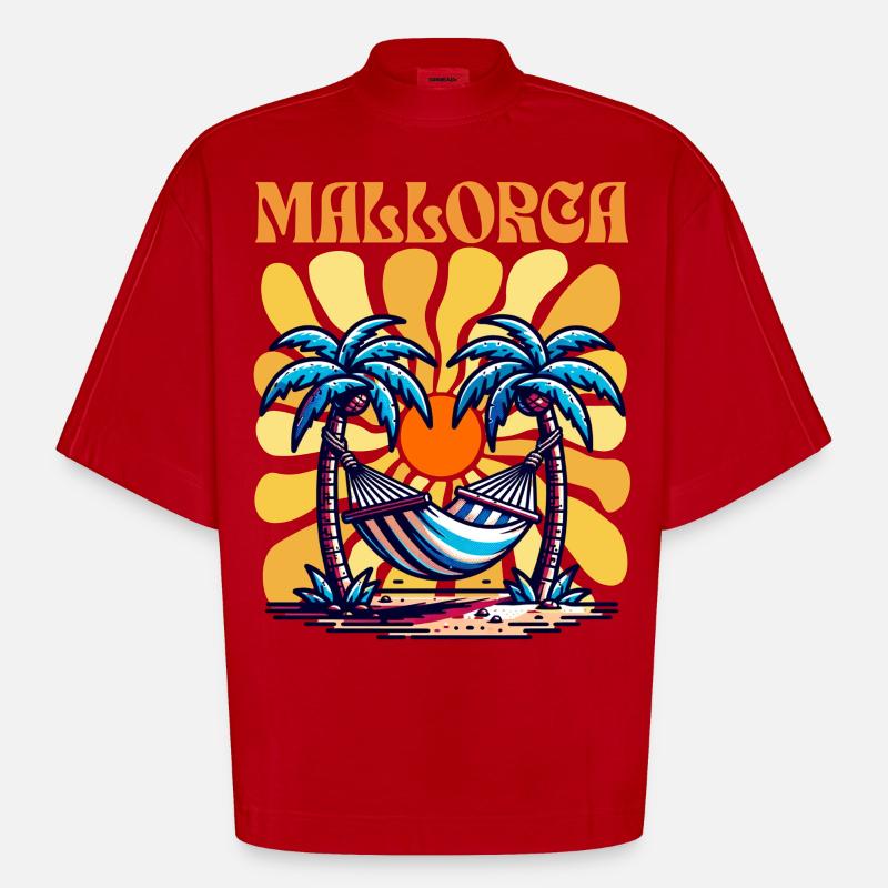 Mallorca - Heavyweight Oversized Organic Boxy T-Shirt Made in EU - Rot