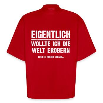 Lustige Sprüche, Geschenk zB Geburtstag, Nerd - Heavyweight Oversized Organic Boxy T-Shirt Made in EU - Rot - Vorne
