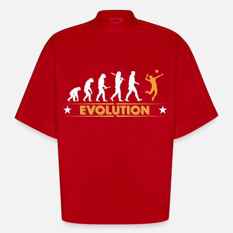 Volleyball Evolution - orange/weiss - T-shirt bio épais oversize Boxy fabriqué en UE - rouge