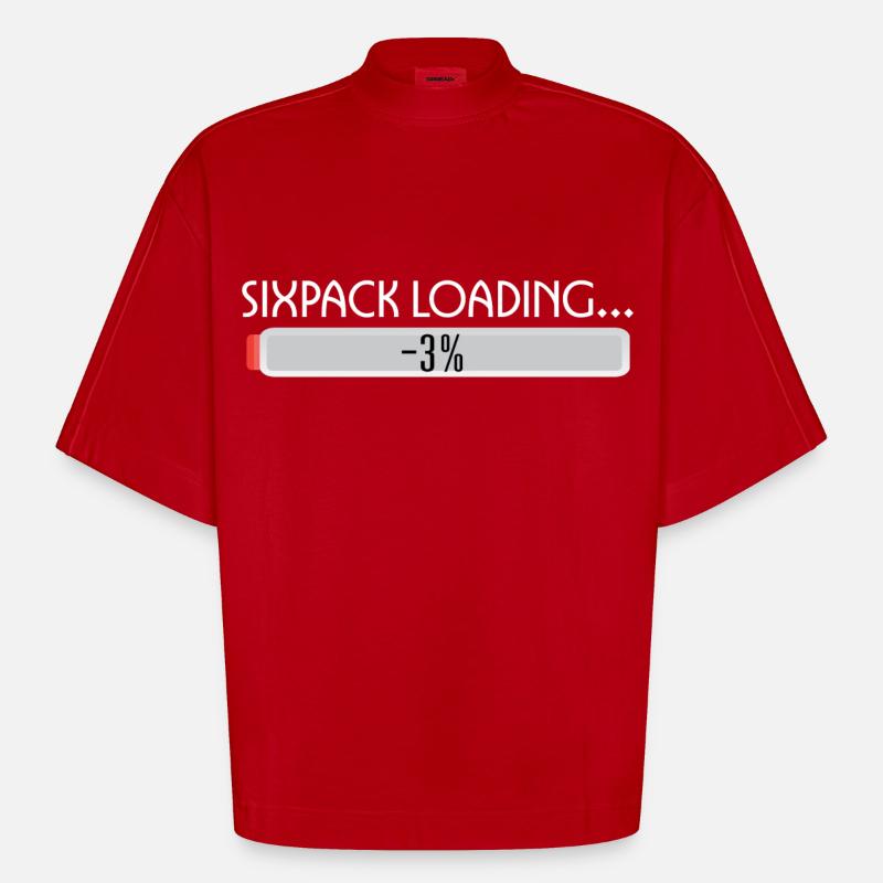 SIXPACK LOADING-2 - Heavyweight Oversized Organic Boxy T-Shirt Made in EU - red
