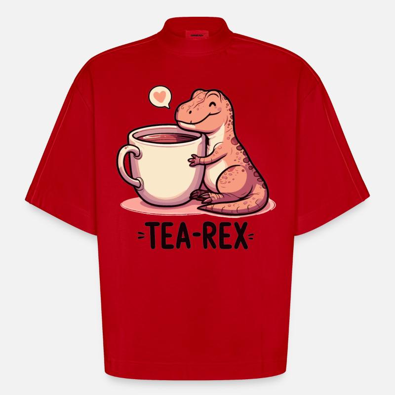 Tee Rex Tee-Rex Teetrinker Geschenk - Heavyweight Oversized Organic Boxy T-Shirt Made in EU - Rot