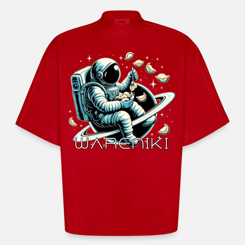 Wareniki Astronaut lecker Geschenk - Heavyweight Oversized Organic Boxy T-Shirt Made in EU - Rot