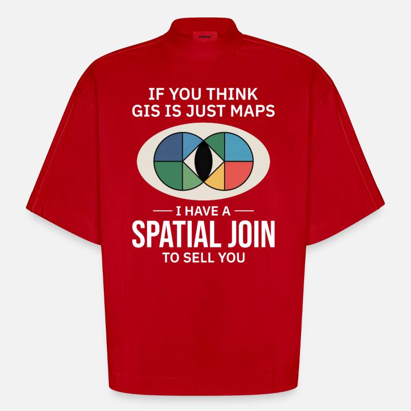 GIS Spatial Join Map Datenanalyse - Heavyweight Oversized Organic Boxy T-Shirt Made in EU - Rot
