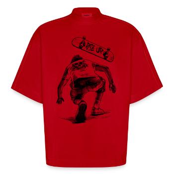 Skate. Sturz. Aufstehen. Shirt für echte Skater. - Heavyweight Oversized Organic Boxy T-Shirt Made in EU - Rot - Vorne