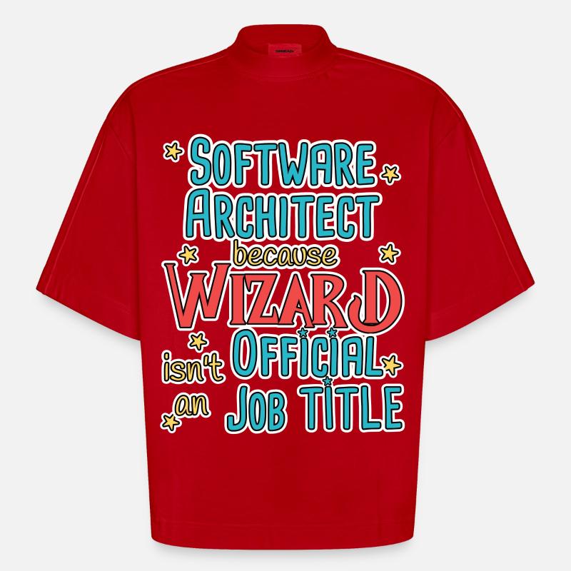 Software Architect Wizard Software Architektur - Heavyweight Oversized Organic Boxy T-Shirt Made in EU - Rot