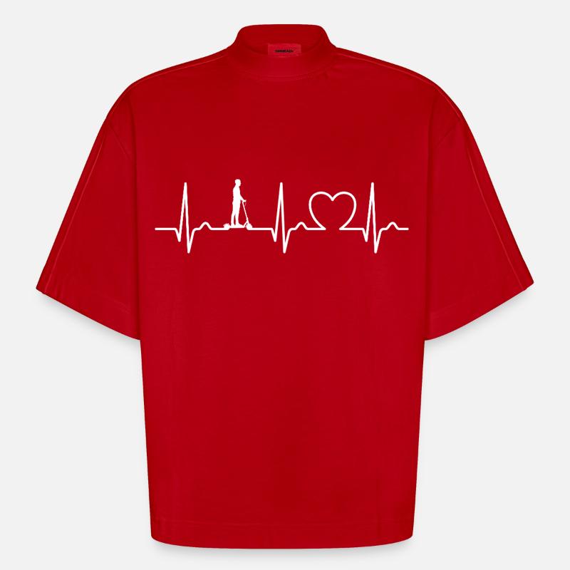 E-Scooter Roller - Akku, Spruch - Heavyweight Oversized Organic Boxy T-Shirt Made in EU - Rot
