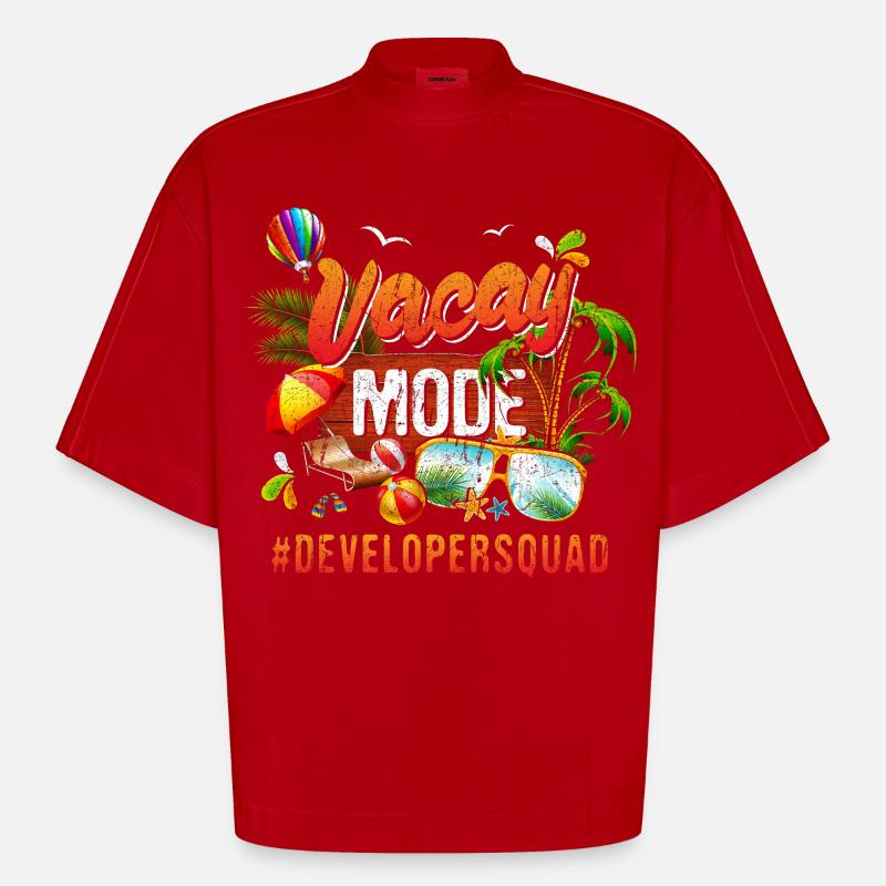 Entwickler-Feriengruppe #Developersquad - Heavyweight Oversized Organic Boxy T-Shirt Made in EU - Rot