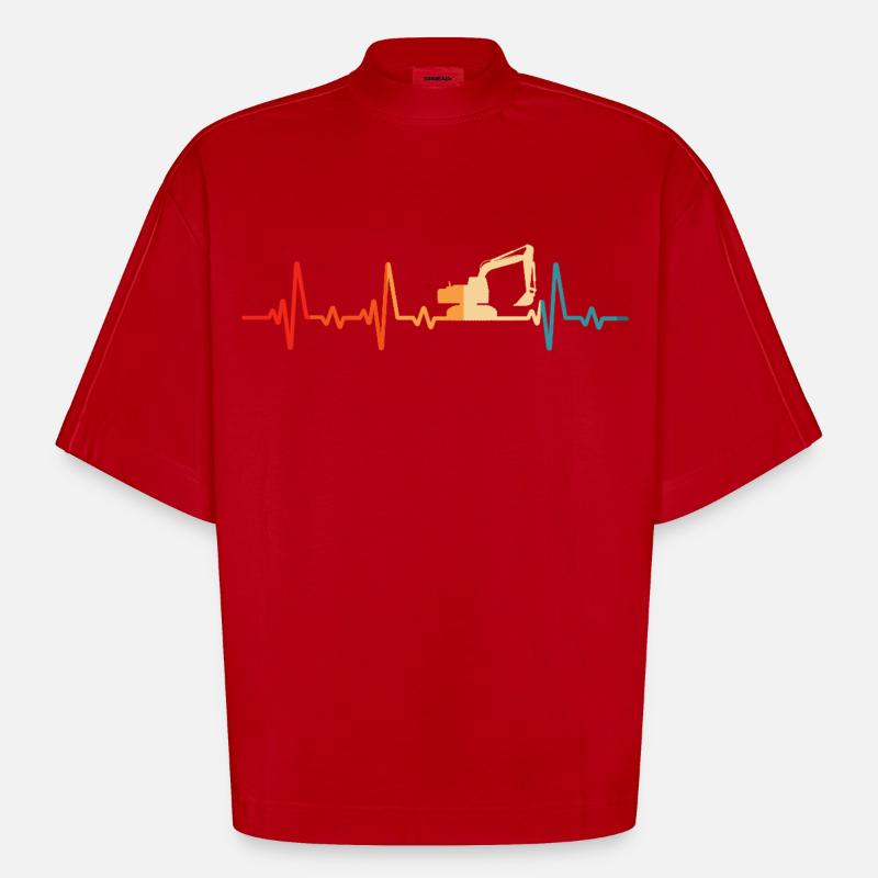 Retro Bagger Baggerfahrer Baustelle - Heavyweight Oversized Organic Boxy T-Shirt Made in EU - Rot