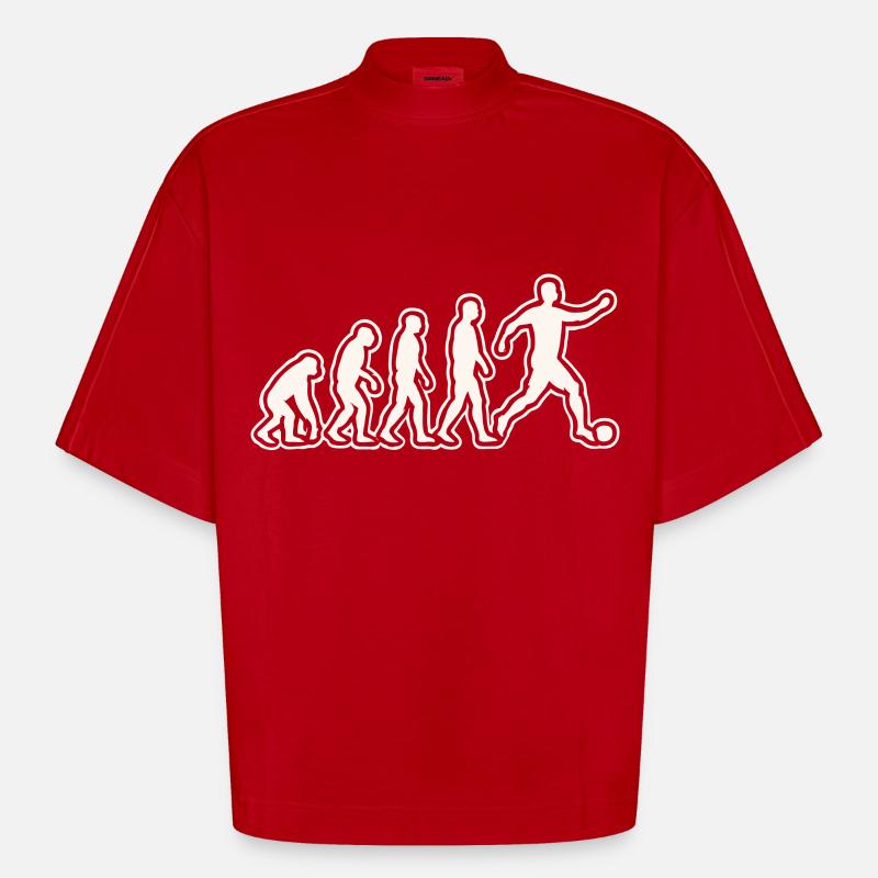 Évolution pour devenir footballeur - T-shirt bio épais oversize Boxy fabriqué en UE - rouge