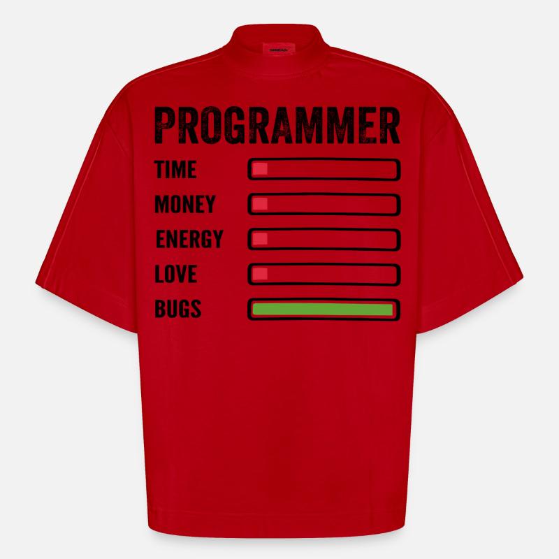 développeur humour programmeur codeur code - T-shirt bio épais oversize Boxy fabriqué en UE - rouge