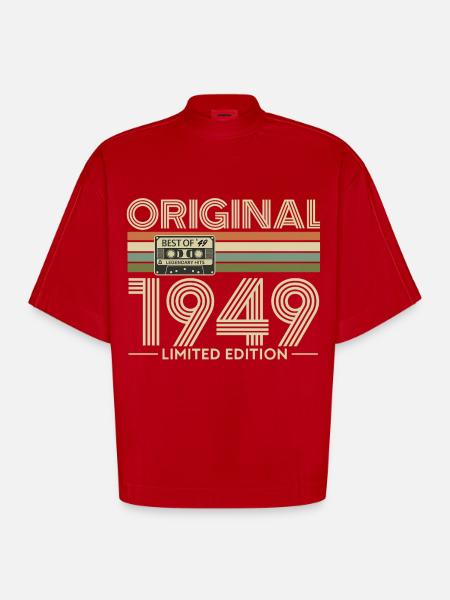 Original 1949 Limited Edition Retro - Heavyweight Oversized Organic Boxy T-Shirt Made in EU - red
