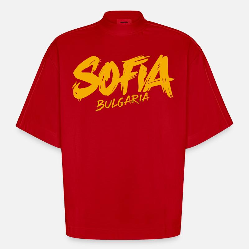Sofia Bulgarien Souvenir - Heavyweight Oversized Organic Boxy T-Shirt Made in EU - Rot