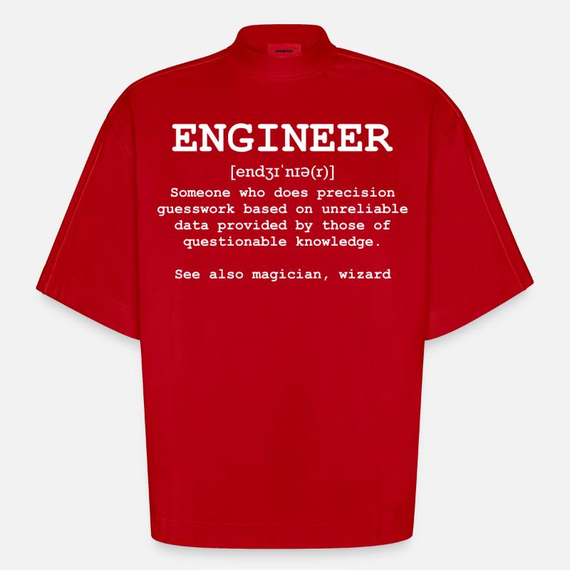 Engineer - Engineer quotes - Heavyweight Oversized Organic Boxy T-Shirt Made in EU - red