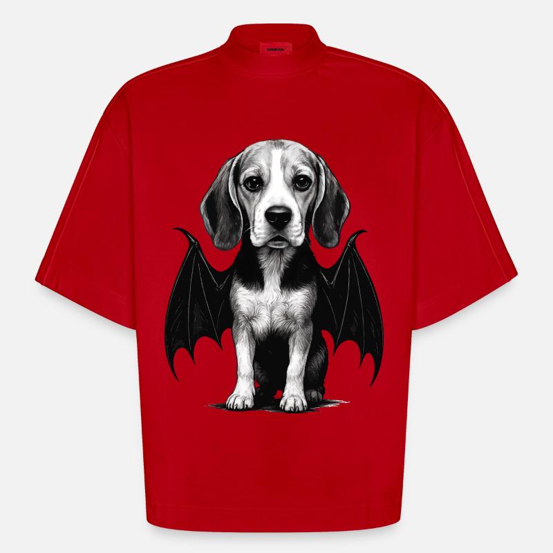 Beagle - Heavyweight Oversized Organic Boxy T-Shirt Made in EU - Rot