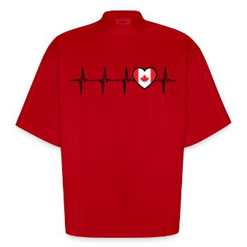 Kanada Herzschlag Flagge Kanadier - Heavyweight Oversized Organic Boxy T-Shirt Made in EU - Rot - Vorne