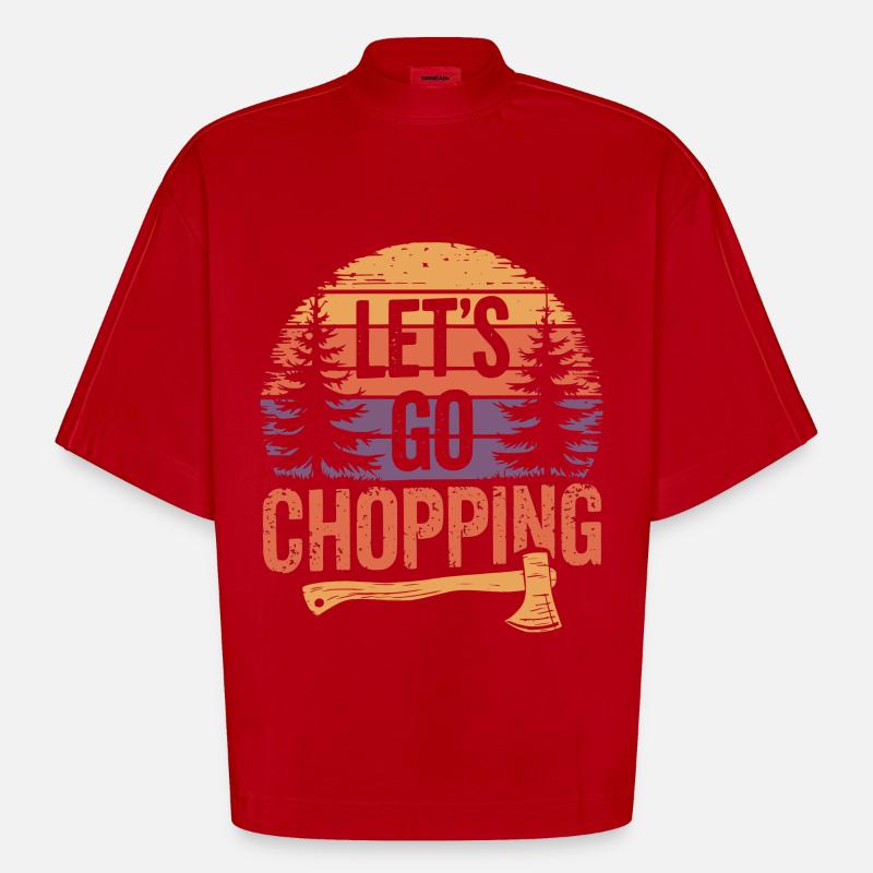 BûcheronCouper du bois Bûcheron - T-shirt bio épais oversize Boxy fabriqué en UE - rouge