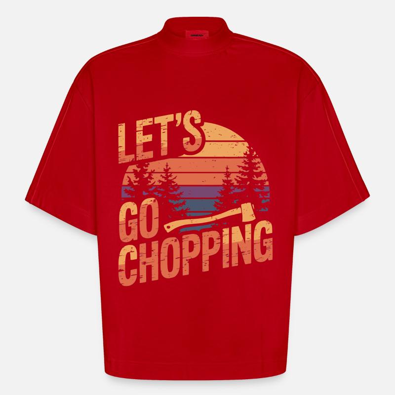 Couper du bois bûcheron coupe-arbres - T-shirt bio épais oversize Boxy fabriqué en UE - rouge