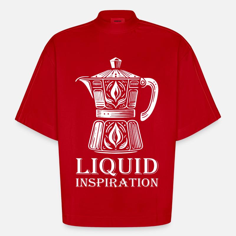 Conception de cafetière – Liquid Inspiration - T-shirt bio épais oversize Boxy fabriqué en UE - rouge