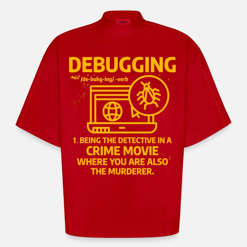 Debugging - Heavyweight Oversized Organic Boxy T-Shirt Made in EU - red