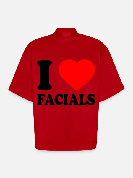 I love facials - T-shirt bio épais oversize Boxy fabriqué en UE - rouge