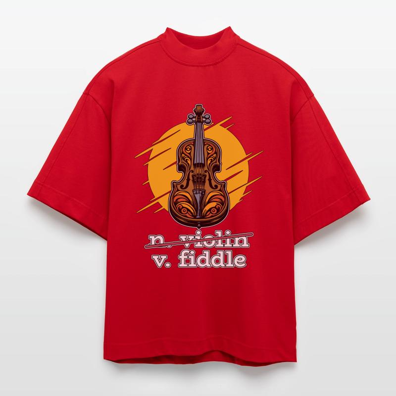 Fiddle String Instrument Enthusiast Fiddle Player Heavyweight Oversized Organic Boxy T-Shirt Made in EU