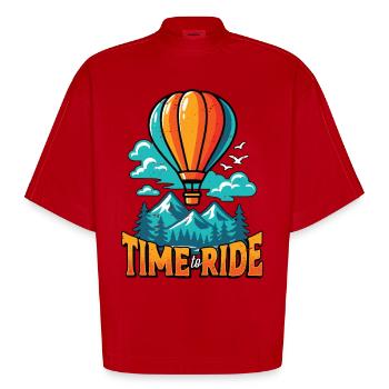 Montgolfière Temps pour monter en ballon - T-shirt bio épais oversize Boxy fabriqué en UE - rouge - Devant