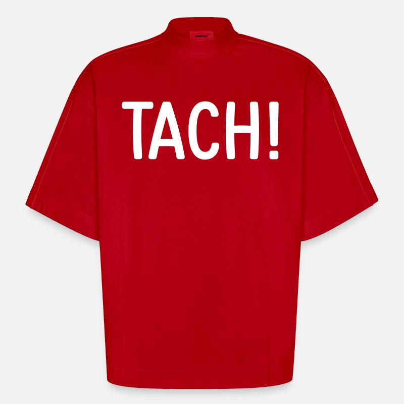 Tach Berlin dialect Berlinisch Tach - Heavyweight Oversized Organic Boxy T-Shirt Made in EU - red