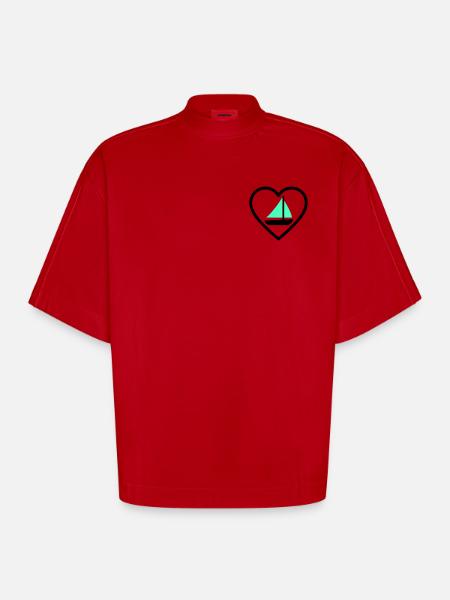 Cuore Vela – Passione Navigazione - Heavyweight Oversized Organic Boxy T-Shirt Made in EU - red
