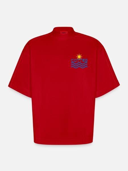 Kottes Sun Waves - Heavyweight Oversized Organic Boxy T-Shirt Made in EU - red