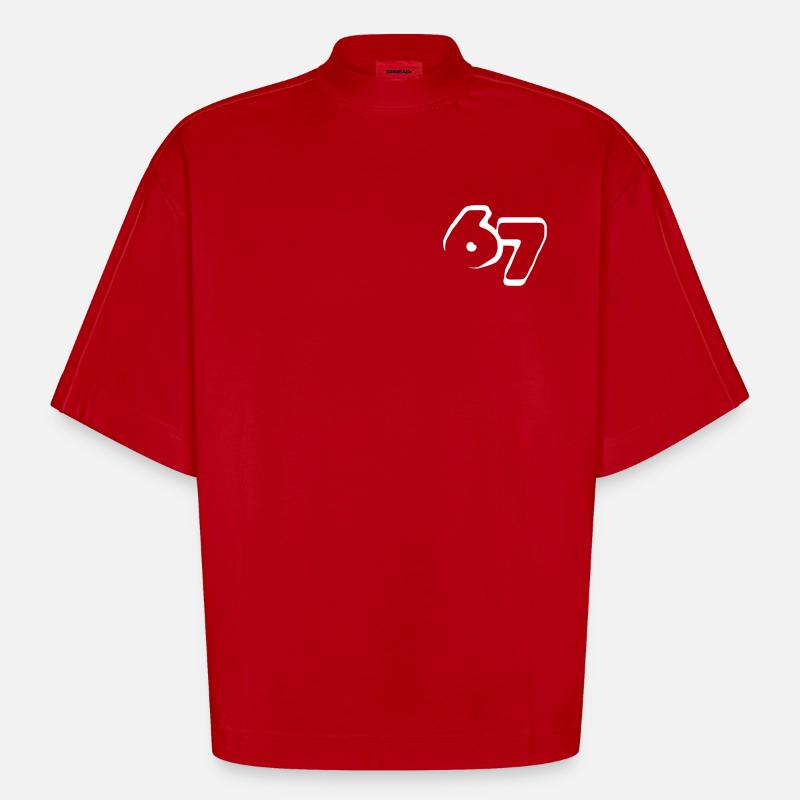 67 "six seven" drawn - Heavyweight Oversized Organic Boxy T-Shirt Made in EU - red