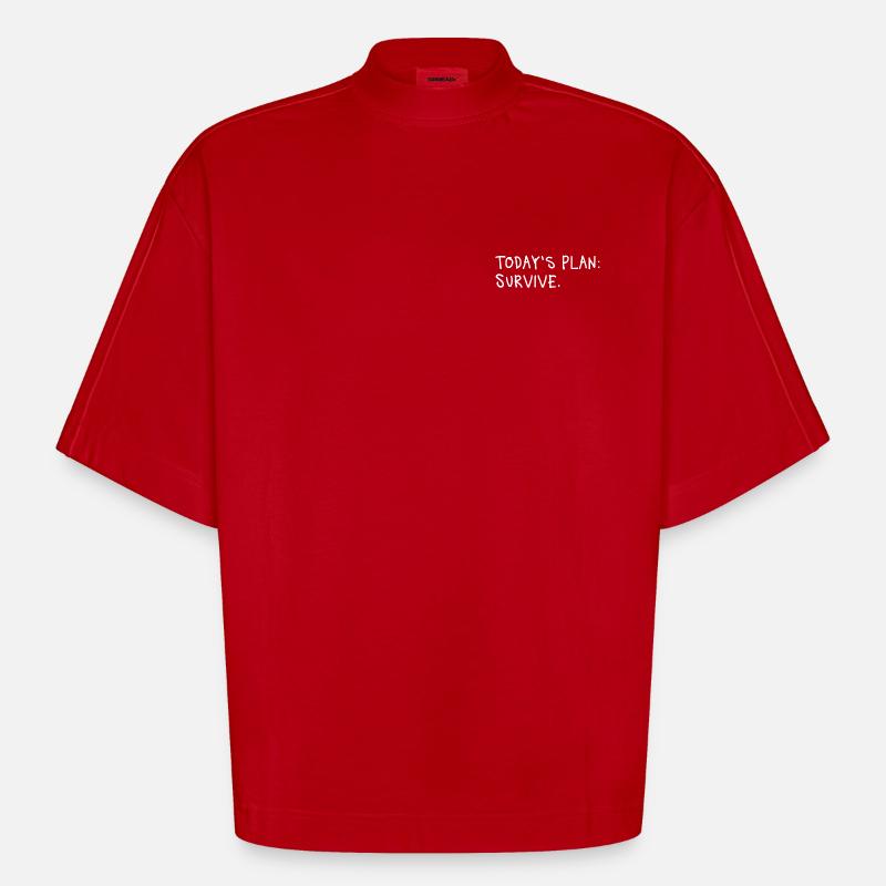 Today’s Plan Survive Minimal Statement - Heavyweight Oversized Organic Boxy T-Shirt Made in EU - Rot