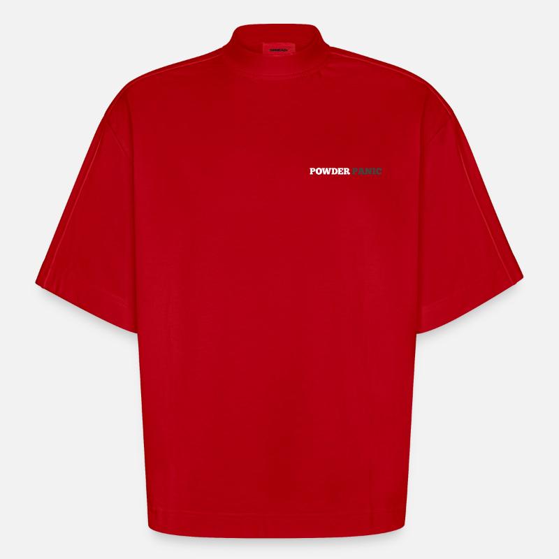 Powder Panic Logo - T-shirt bio épais oversize Boxy fabriqué en UE - rouge