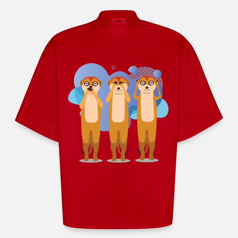 Erdmänchen - T-shirt bio épais oversize Boxy fabriqué en UE - rouge