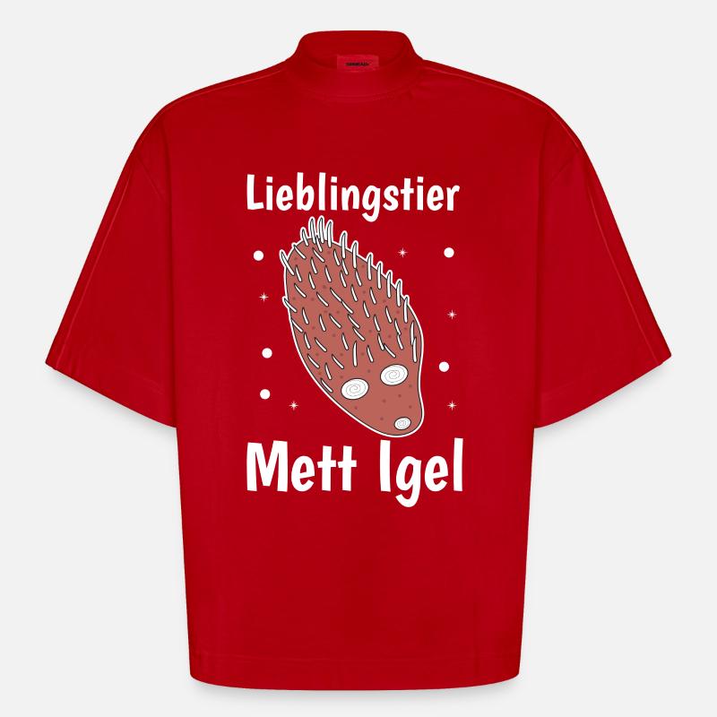 Lieblingstier Mettigel Fleischesser Fleischfresser - Heavyweight Oversized Organic Boxy T-Shirt Made in EU - Rot