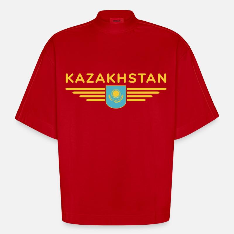 Kasachstan Design – Steppe und Tradition - Heavyweight Oversized Organic Boxy T-Shirt Made in EU - Rot