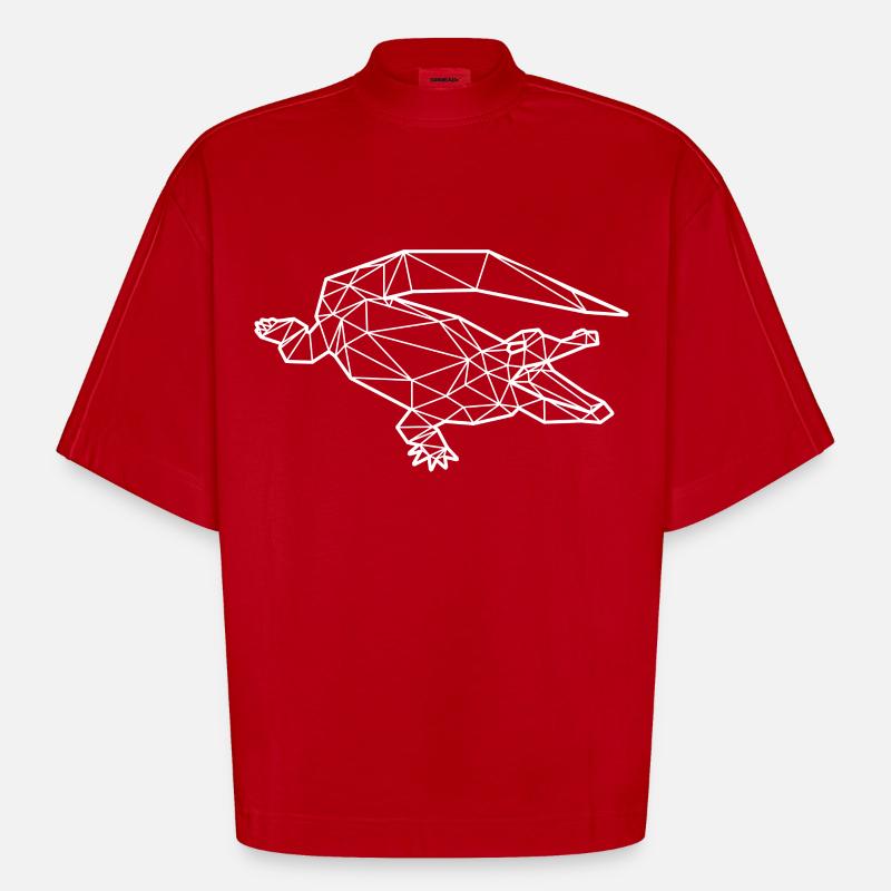 Polygone de crocodile - T-shirt bio épais oversize Boxy fabriqué en UE - rouge