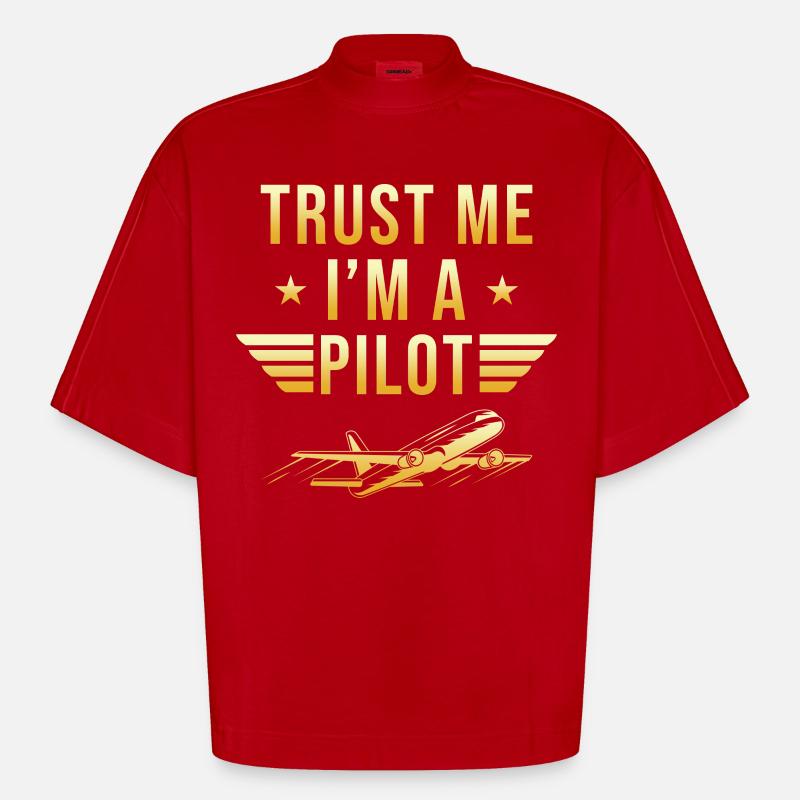 Pilot Geschenk - Heavyweight Oversized Organic Boxy T-Shirt Made in EU - Rot