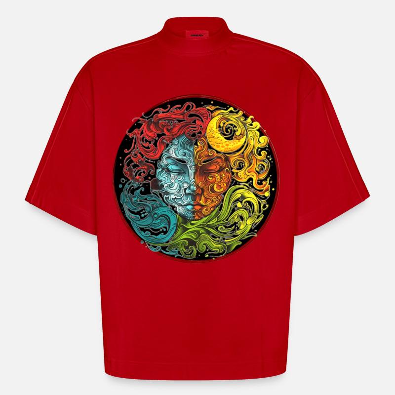 Die vier Elemente - Heavyweight Oversized Organic Boxy T-Shirt Made in EU - Rot